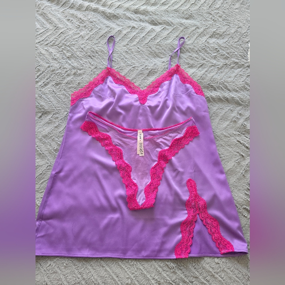 Tease satin lace trim mini slip